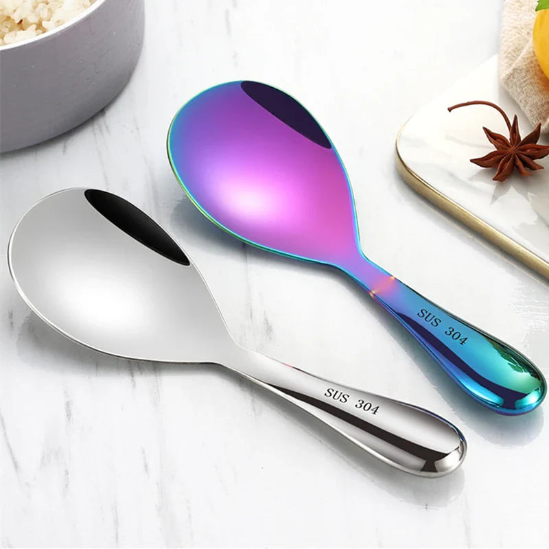 Axyaa Stainless Steel Long Handle Rice Spoon Home Kitchen Utensil