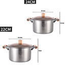 Axyaa Stainless Steel Hot Pot with Lid: Induction Cooker Gas Stove Non-Stick Double-Eared Pan