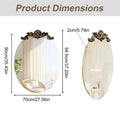 Axyaa Baroque Decor Oval Wall Mirror 70/80/90cm for Bathroom Bedroom Hallway