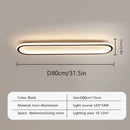 Axyaa Oval LED Ceiling Light for Bedroom Porch Living Room: 40/60/80cm Black