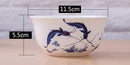 Axyaa Blue White Porcelain Rice Bowl, Microwave Safe Ceramic Tableware