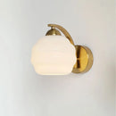 Axyaa Milky Glass Ball LED Wall Sconce, Nordic Modern Iron Bedroom Living Room Light