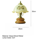 Axyaa Glass Flower Table Lamp: Romantic Wood Desk Lighting for Bedroom, Children's Room