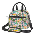 Axyaa Cactus Green Floral Thermal Lunch Bag with Adjustable Strap