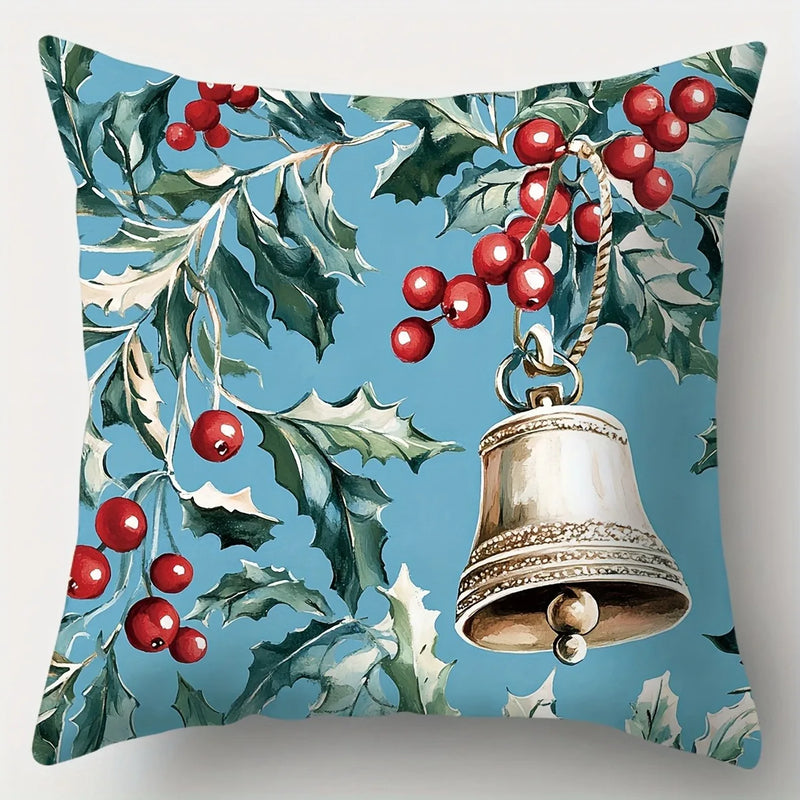 Axyaa Christmas Pillowcase with Retro Santa Claus Snowman Print