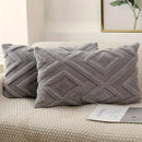 Axyaa Soft Faux Wool Throw Pillow Covers - 45x45 CM Solid Patterned Cushion Case