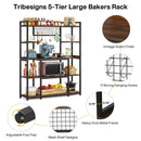 Tribesigns Axyaa 5-Tier Baker’s Rack with Hooks, 55" Wide Kitchen Hutch Cabinet