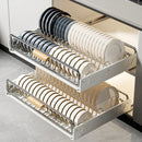 Axyaa Pull-Out Dish Rack with Wooden Handle and Spice Box Storage Rack