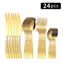Axyaa 24pc Stainless Steel Tableware Set for Family Dining