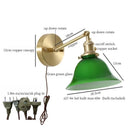 Axyaa Green Glass LED Wall Lamp Pull Chain Switch Vintage Wall Sconce