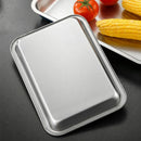 Axyaa Stainless Steel Serving Tray Bakeware - Rectangular Shallow Steaming Plate for Food Storage