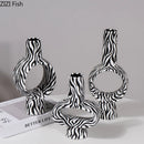 Axyaa Zebra Stripes Ceramic Vase Small Mouth Flower Arrangement Hydroponic Vase