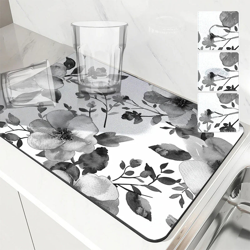 Ink Flower Absorbent Drying Mat Set by Axyaa — Tableware Protection & Decor
