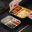 Axyaa Stainless Steel Divided Tray Dinner Plates for Restaurant Tableware Snack Dish