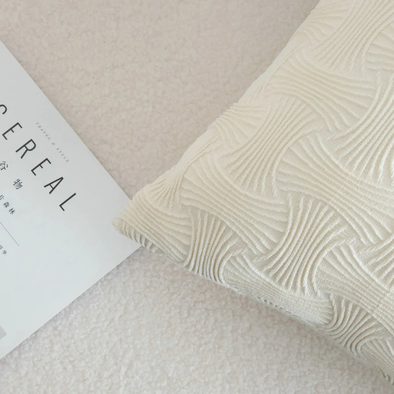 Axyaa Cream Jacquard Throw Pillow Cover Nordic Style Cushion Sofa Decor Pillowcase
