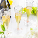 Axyaa Glitter Champagne Flutes: 5oz Reusable Plastic Stemmed Wine Cups
