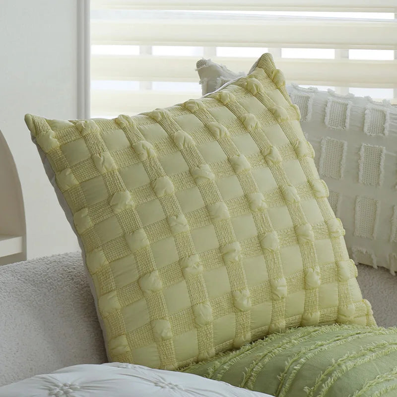 Nordic Quilted Cushion Cover 45x45cm for Indoor Living Room Sofa by Axyaa