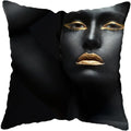 Axyaa Black Gold African Lady Woman Art Deco Pillowcase