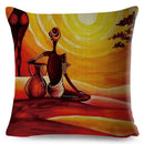 Axyaa Abstract African Woman Decorative Cotton Linen Cushion Cover