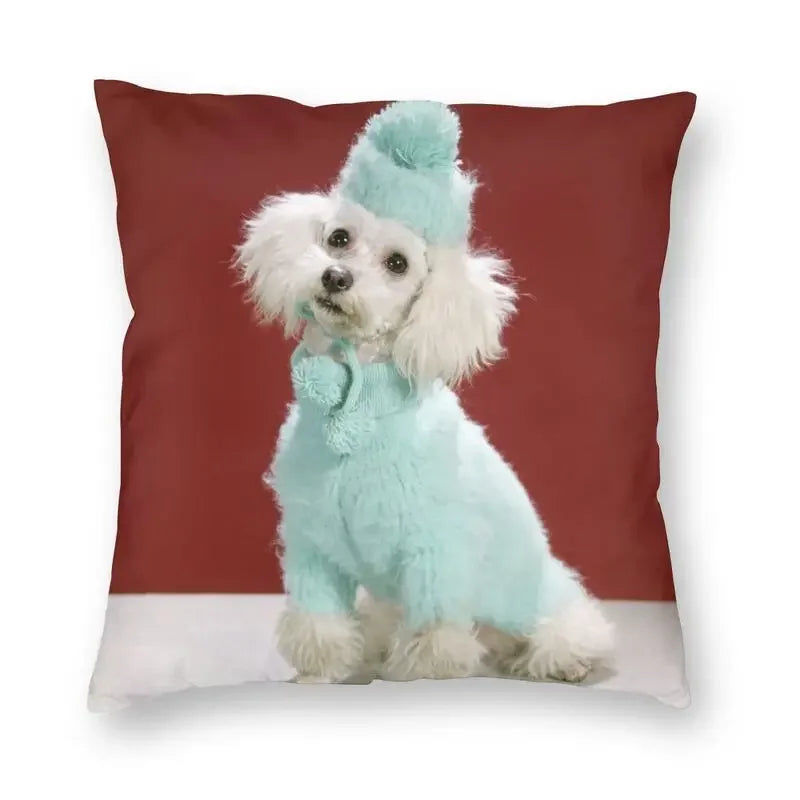 Pink Convertible Pillowcase White Poodle Sofa Cushion Cover Axyaa Home Decor