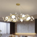 Axyaa Petal Shell Pendant Lights: Romantic Gold Hanging Chandeliers for Home Decor