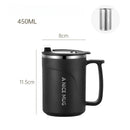 Axyaa Insulated Stainless Steel Coffee Mug with Tea Strainer, Lid, and Handle