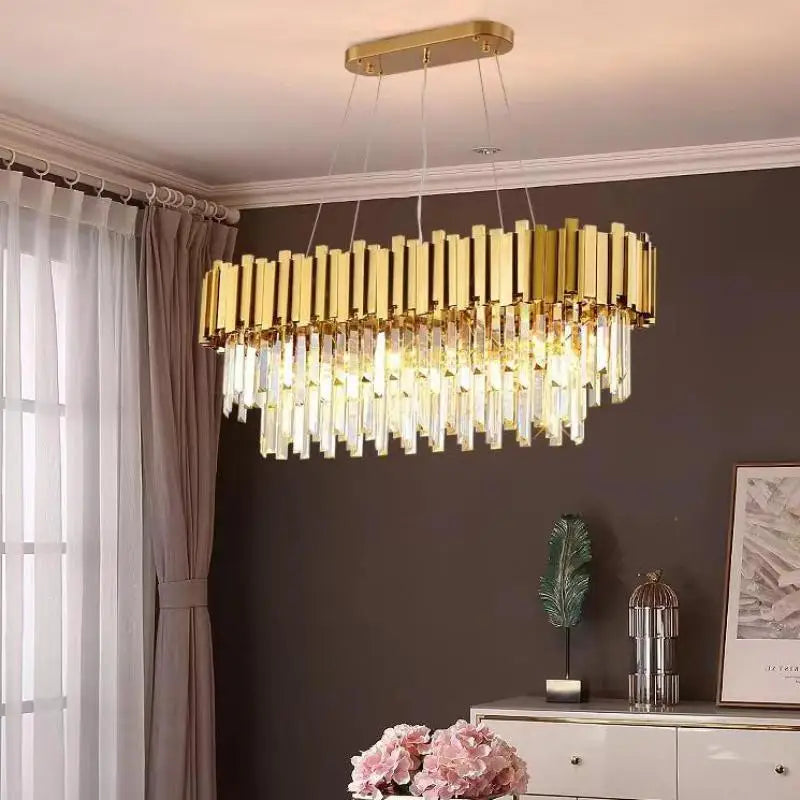 Luxury Crystal Chandeliers: Axyaa Golden Metal Nordic Pendant Lights