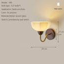 Axyaa Neoclassical Wood Wall Sconce with High CRI Japanese Glass Bedside Lamp