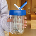Axyaa Glass Water Bottle with Tea Infuser Filter Straw, Kawaii Design, 750ml
