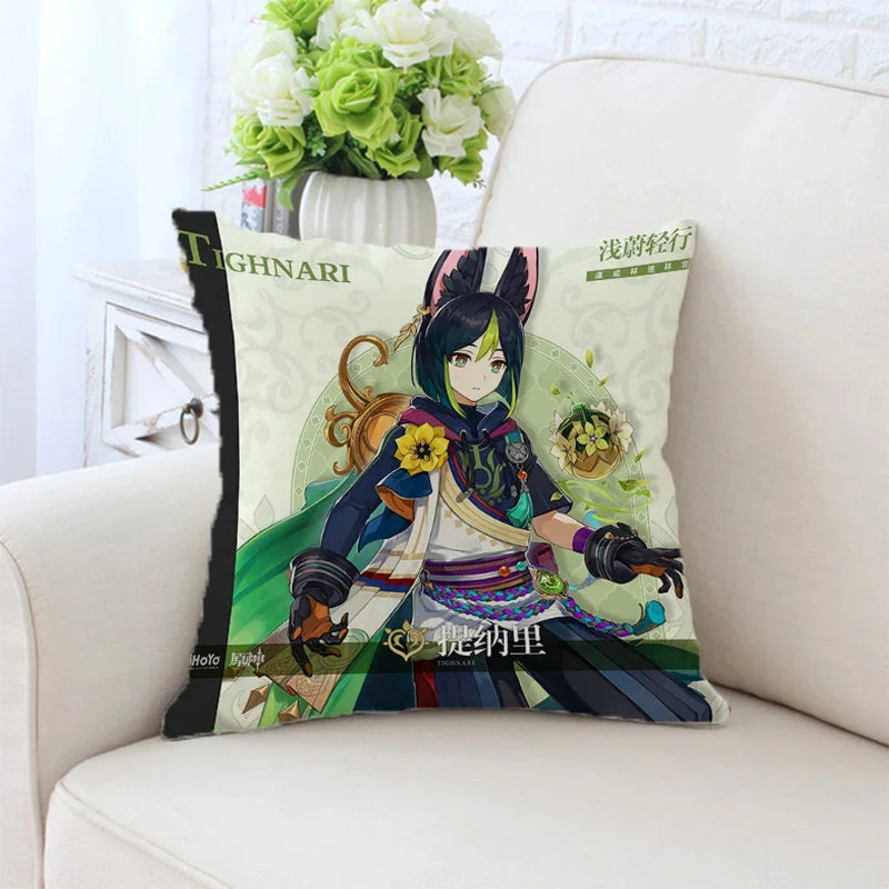 Axyaa Anime Pillow Cover 45x45, Decorative Cushion for Sofa, Bed, Home Decor