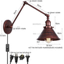 Axyaa Vintage Iron LED Wall Lamp with Pull Chain Switch