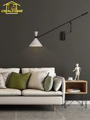 Axyaa Adjustable Long Pole Swing Arm LED Wall Lamp for Home Decor