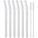 Axyaa Glass Straw Set: 6 Reusable Smoothie Eco Friendly Drinking Straws