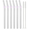 Axyaa Glass Bent Straws Set - Flower Design - Drinkware Set with Cleaning Brush