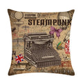 Axyaa Retro Typewriter Camera Linen Pillow Cover 45x45cm