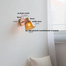 Axyaa Nordic Modern Wood Amber Glass LED Wall Sconce Stair Light FixtureLampara