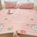 Axyaa Natural Latex Summer Mat Set with Silk Thicken Bed Pad, Pillowcase & Ice Silk Sheet