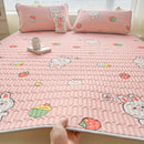 Axyaa Natural Latex Summer Mat Set with Silk Thicken Bed Pad, Pillowcase & Ice Silk Sheet