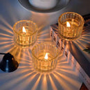 Glass Tealight Candle Holder Set by Axyaa - Clear Mini Candlestick Table Centerpiece