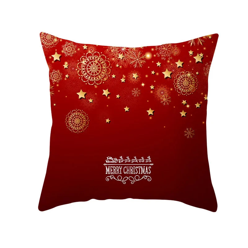 Axyaa Christmas Gift Pillowcase Red Print Cushion Cover for Home Sofa