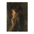 Scandi Rustic Female Portrait Print Canvas Wall Art for Bedroom Decor by Axyaa