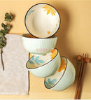 Axyaa Daisy Ceramic Rice Bowls Set