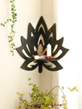 Axyaa Crystal Corner Shelf: Black Wood Wall Shelves for Essential Oils & Witchy Decor