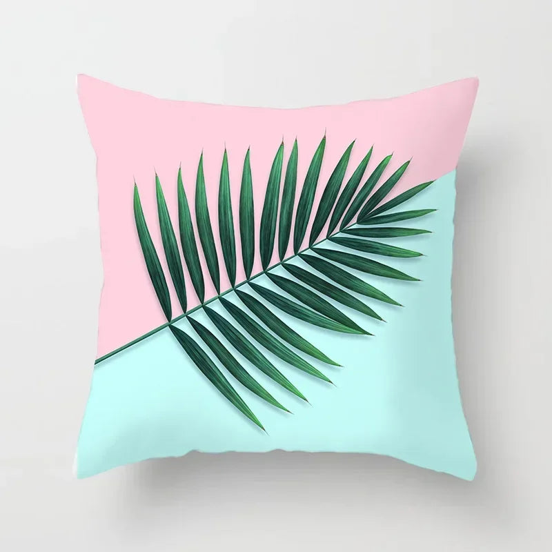 Axyaa Tropical Leaf Print Pillowcase for Living Room Sofa