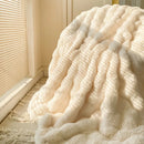 Axyaa Faux Rabbit Fur Plush Blanket for Home and Office Warmth