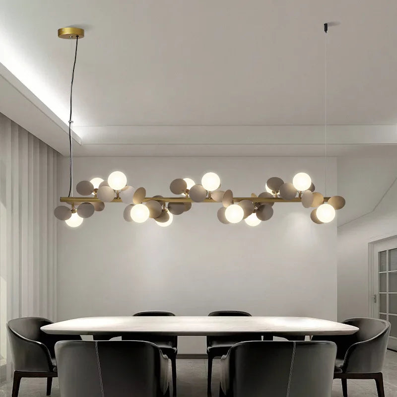 Axyaa Gold Metal LED Pendant Chandelier with Acrylic Flower Decor