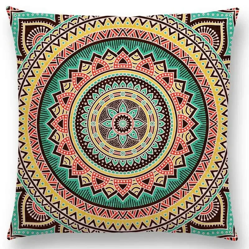 Axyaa Boho Rainbow Mandala Pillow Case Sun Moon Flowers Dream Fantasy Cover