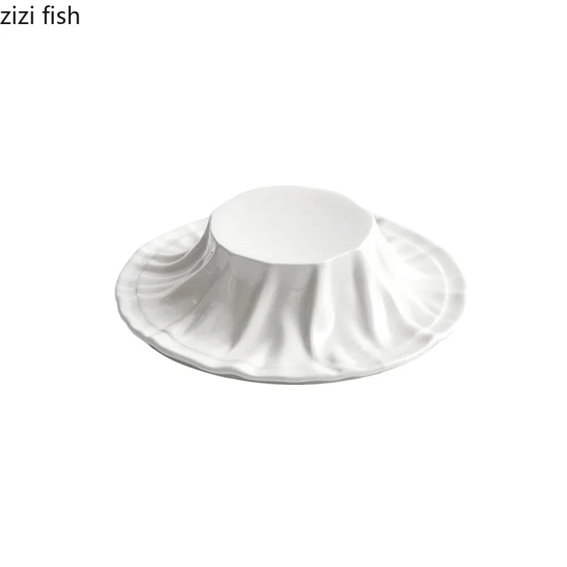Axya Irregular Ceramic Dessert Plate Set of 4 for Restaurant Presentation