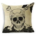 Axyaa Skull Pumpkin Printed Linen Throw Pillowcase for Living Room Party
