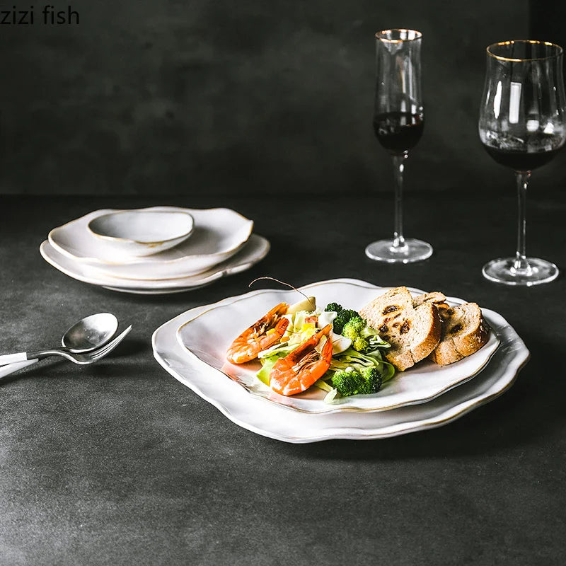 Axya Ceramic Dinner Plate Set for Serving Pasta, Salad, Steak, Sushi, and Desserts